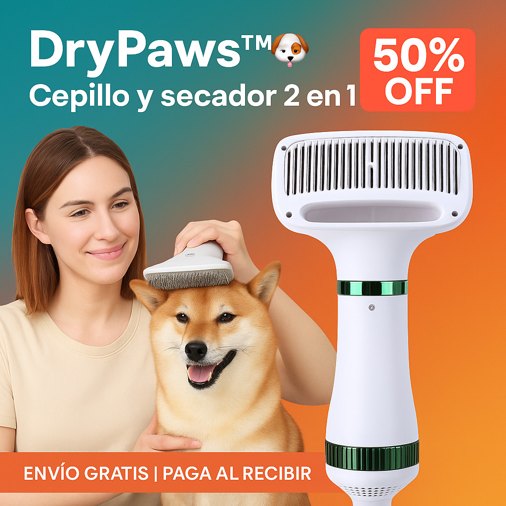 DryPaws™🐕🍃Cepillo y secador 2 en 1