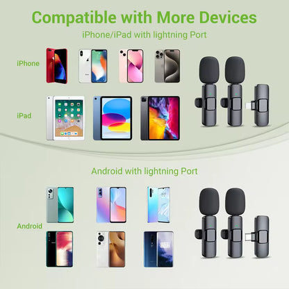 Micrófono Inalámbrico Compacto – Compatible con iOS y Android